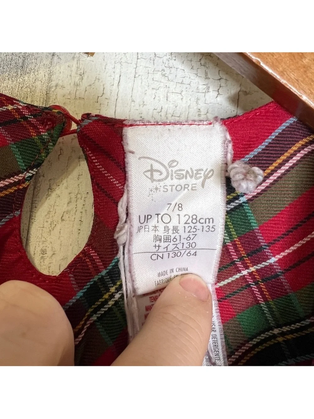 Disney Store Girls Size 7 8 Mickey Minnie Mouse Christmas Plaid Nightgown